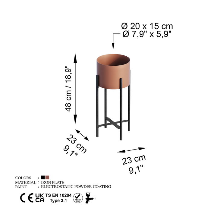 Aberto Design Maceta Decorativa GED-026-B Negro y Cobre Aberto Design Maceta Decorativa GED-026-B Negro y Cobre